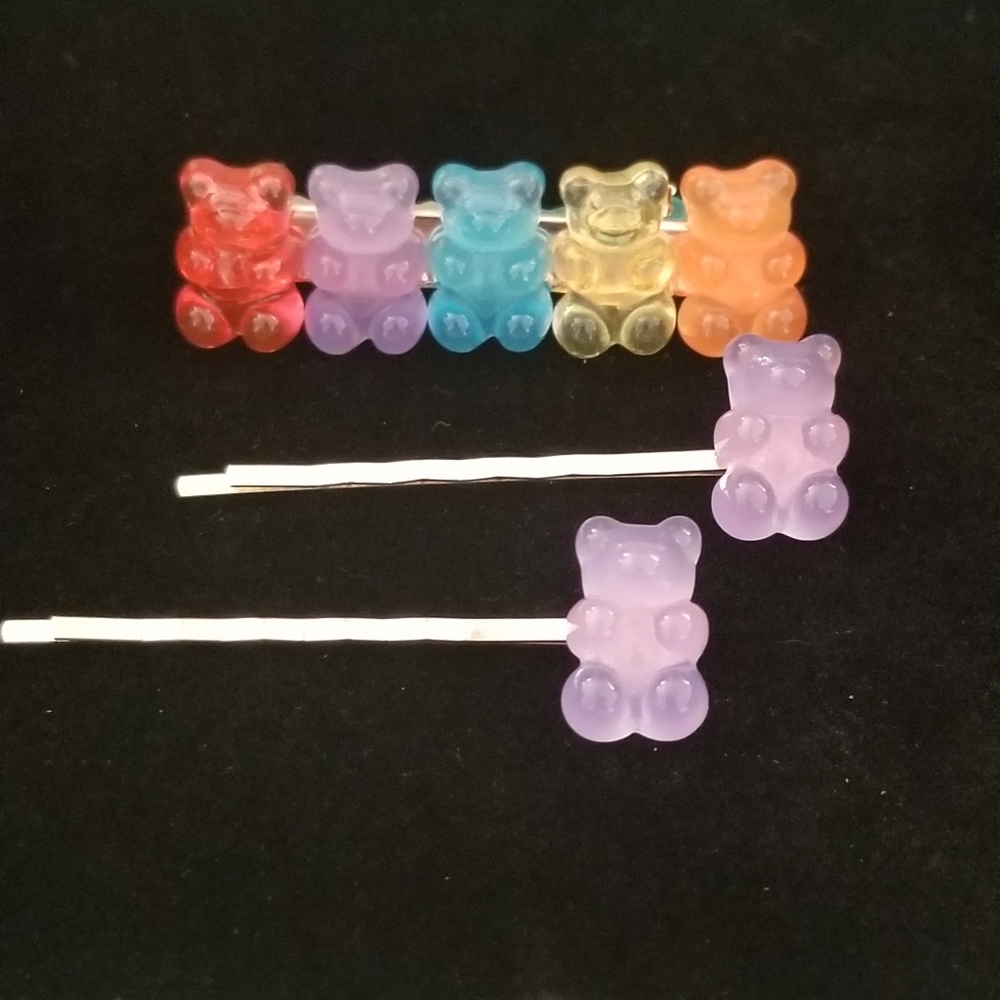 Gummy Bear Hair Assesories Clips 3 pc Set New - Picture 3 of 9